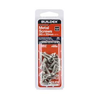 Buildex 8G x 20mm Class 3 Sheet Metal Screws - 35 Pack