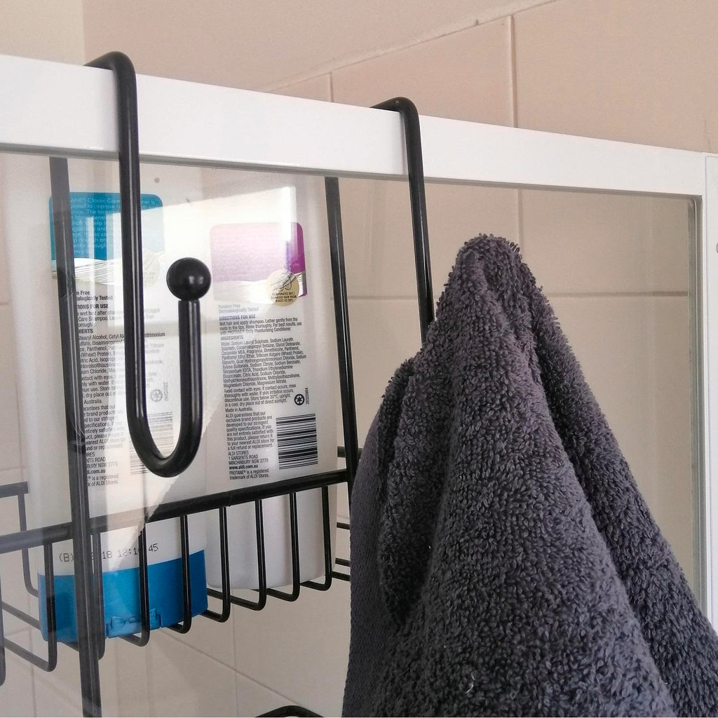 Barelli Black Over Screen Bathroom Shower Caddy With Hooks - Image 4 of 4
