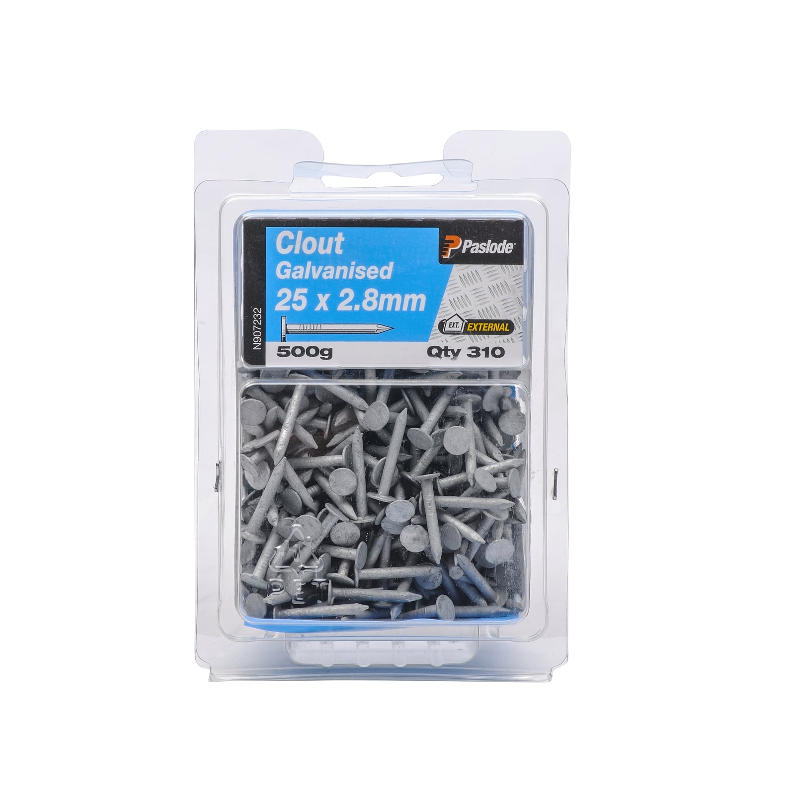 Paslode 25 x 2.8mm 500g Galvanised Clouts - 310 Pack - Image 1 of 1