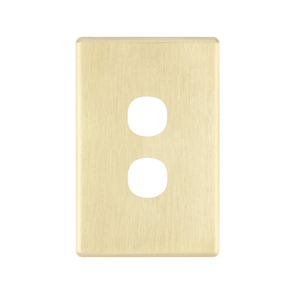Deta S-Line Brushed Gold Finish 2 Gang Switch Cover Plate - Brushed Gold