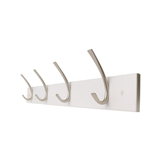 Adoored 4 Double Satin Chrome Hook White Board Deco Hook Rack