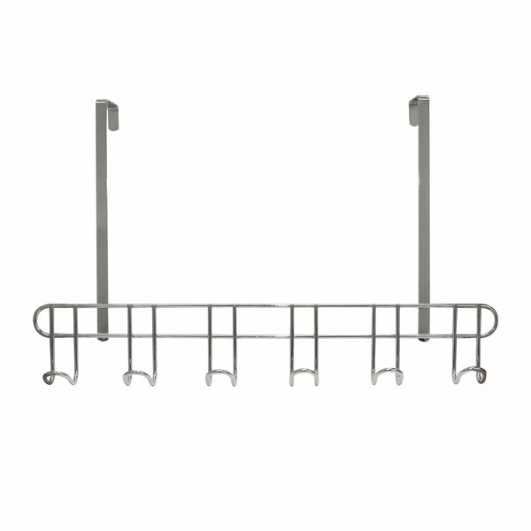 Adoored 6 Hook Chrome Over-The-Door Deco Hook Rack