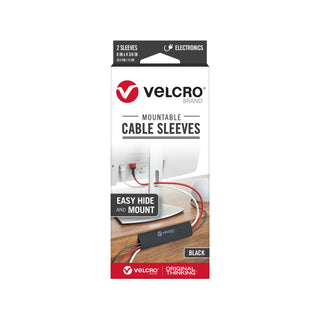 VELCRO Brand 20.3 x 12cm Black Mountable Cable Sleeves - 2 Pack