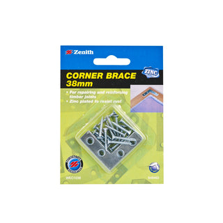 Zenith 38mm Zinc Plated Corner Brace Bracket - 4 Pack