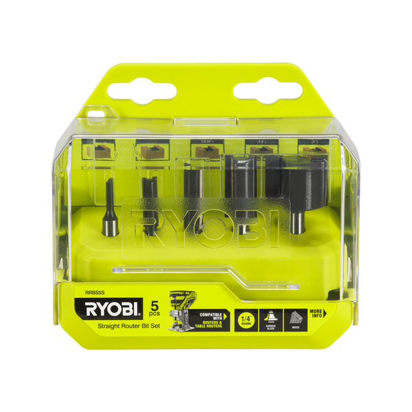 Ryobi 5-Piece Straight Router Bit Set