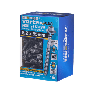 Bremick 6.2 x 65mm HEX B8 Vortex Plus Roofing Screw - 100 Box