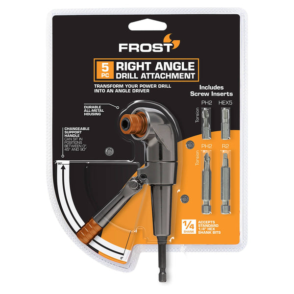 Frost Right Angle Drill Quickbit Hex Shank Attachment - 5 Piece
