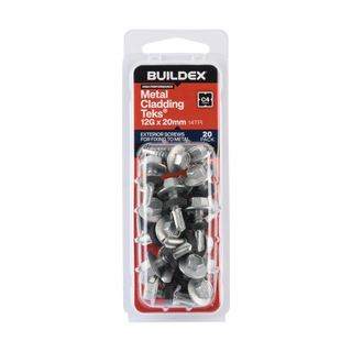 Buildex 12G x 20mm Class 4 Metal Cladding TEKS® Screws with Seal - 20 Pack