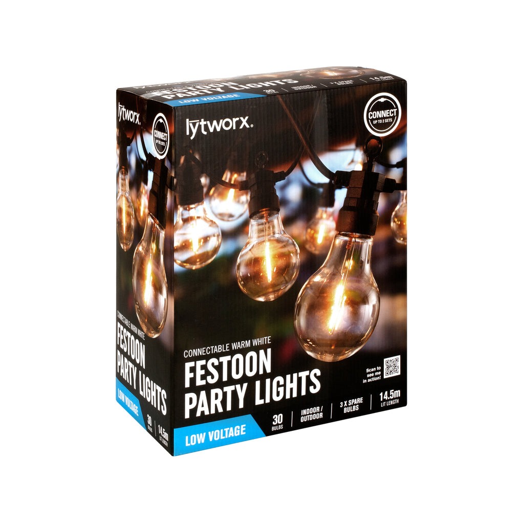 Lytworx 30 Warm White Connectable Festoon Party Lights - Image 1 of 2