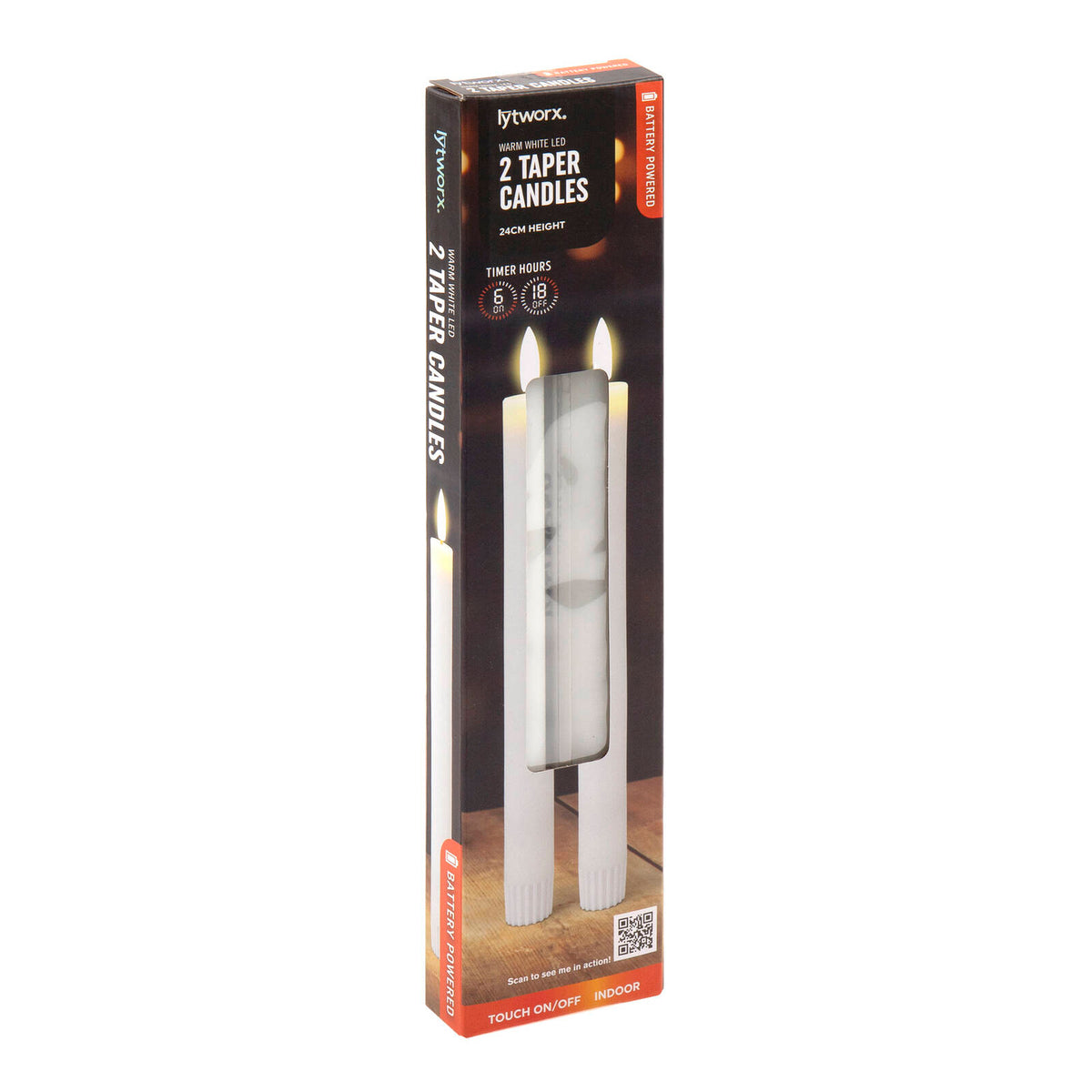 Lytworx 24cm Warm White LED Taper Candle - 2 Pack - Image 1 of 2