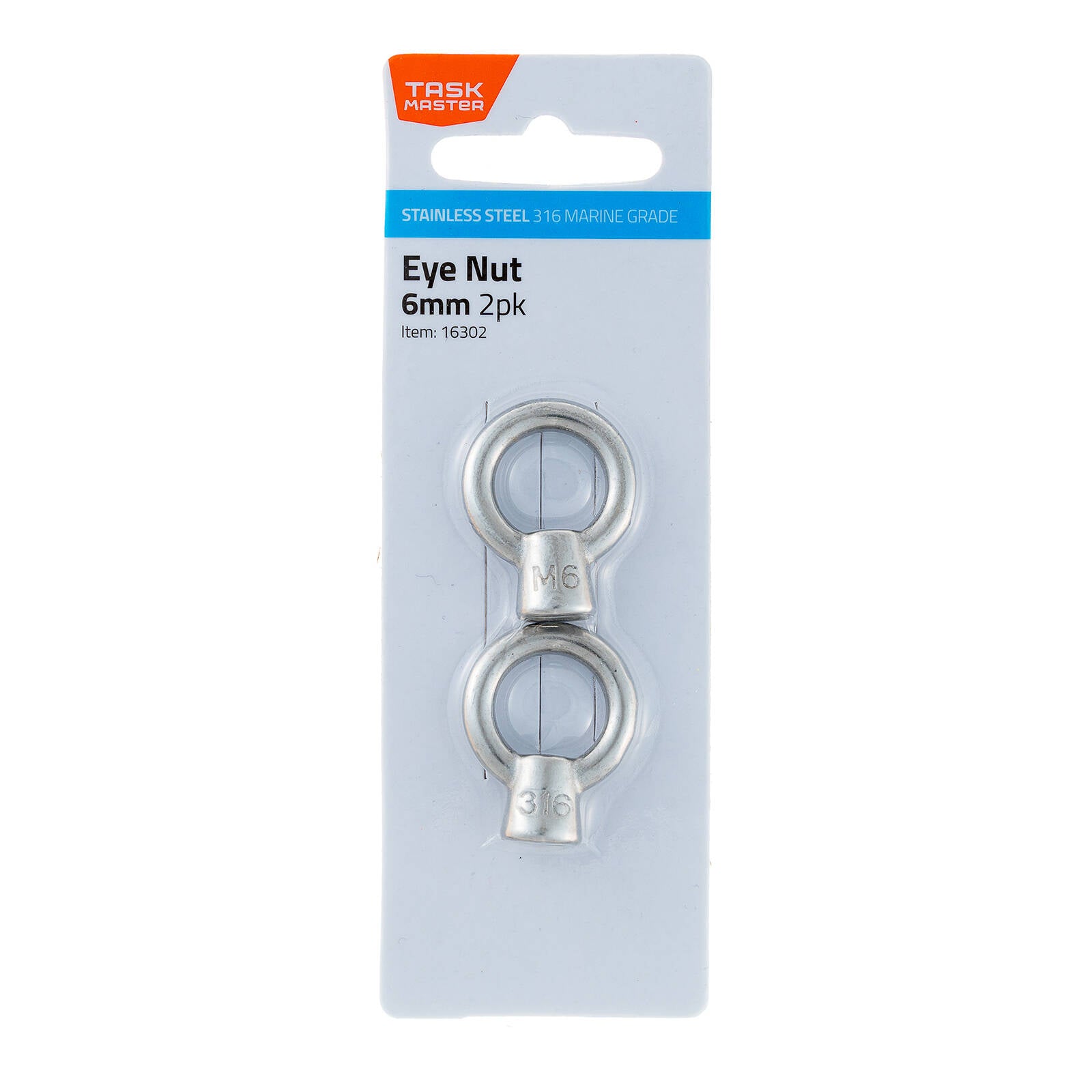 Taskmaster 6mm 316 Stainless Steel Eye Nut - 2 Pack - Image 3 of 4