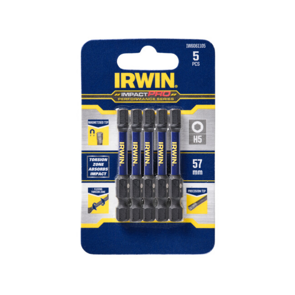 IRWIN 57mm Impact Pro Performance Hex 5 - 5 Pack - Image 1 of 8