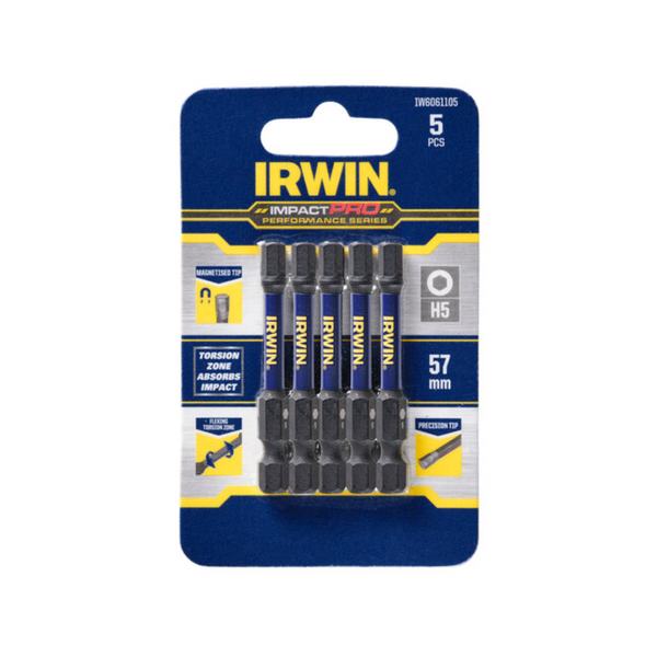 IRWIN 57mm Impact Pro Performance Hex 5 - 5 Pack