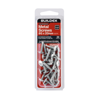 Buildex 8G x 20mm Class 3 Sheet Metal Screws - 30 Pack
