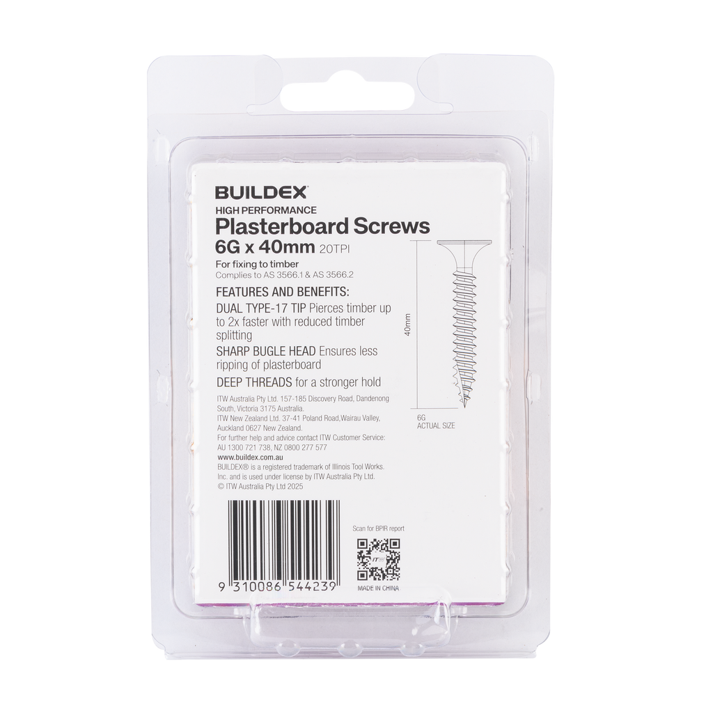 Buildex 6G x 40mm Gold Passivated Plasterboard Screws - 100 Pack - Image 3 of 3