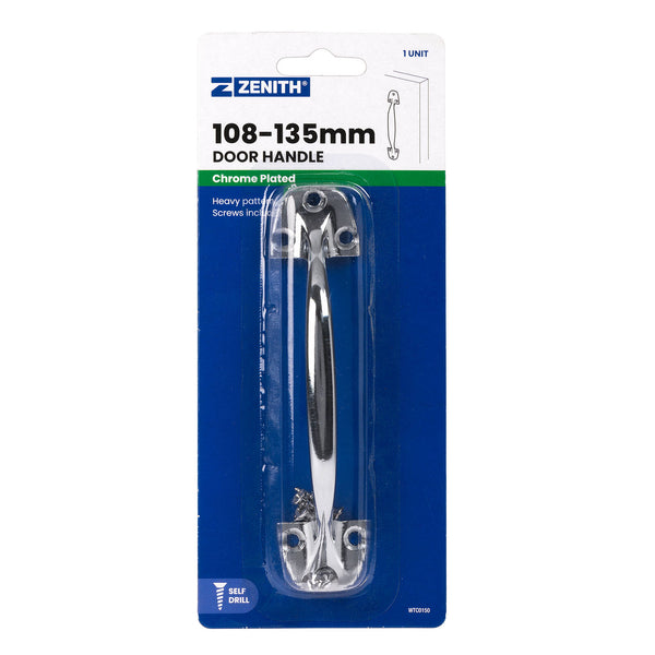 Zenith 108-135mm Chrome Plated Heavy Duty Door Handle - Polished Chrome