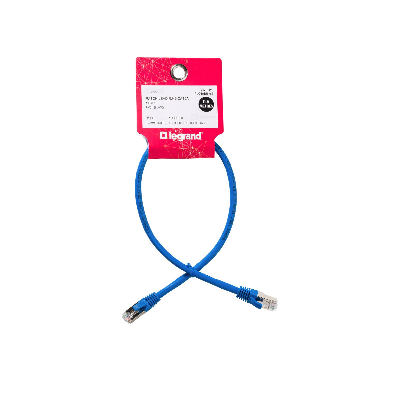 Legrand 0.5m Blue Cat6A RJ45 SFTP Patch Lead - Image 1 of 1
