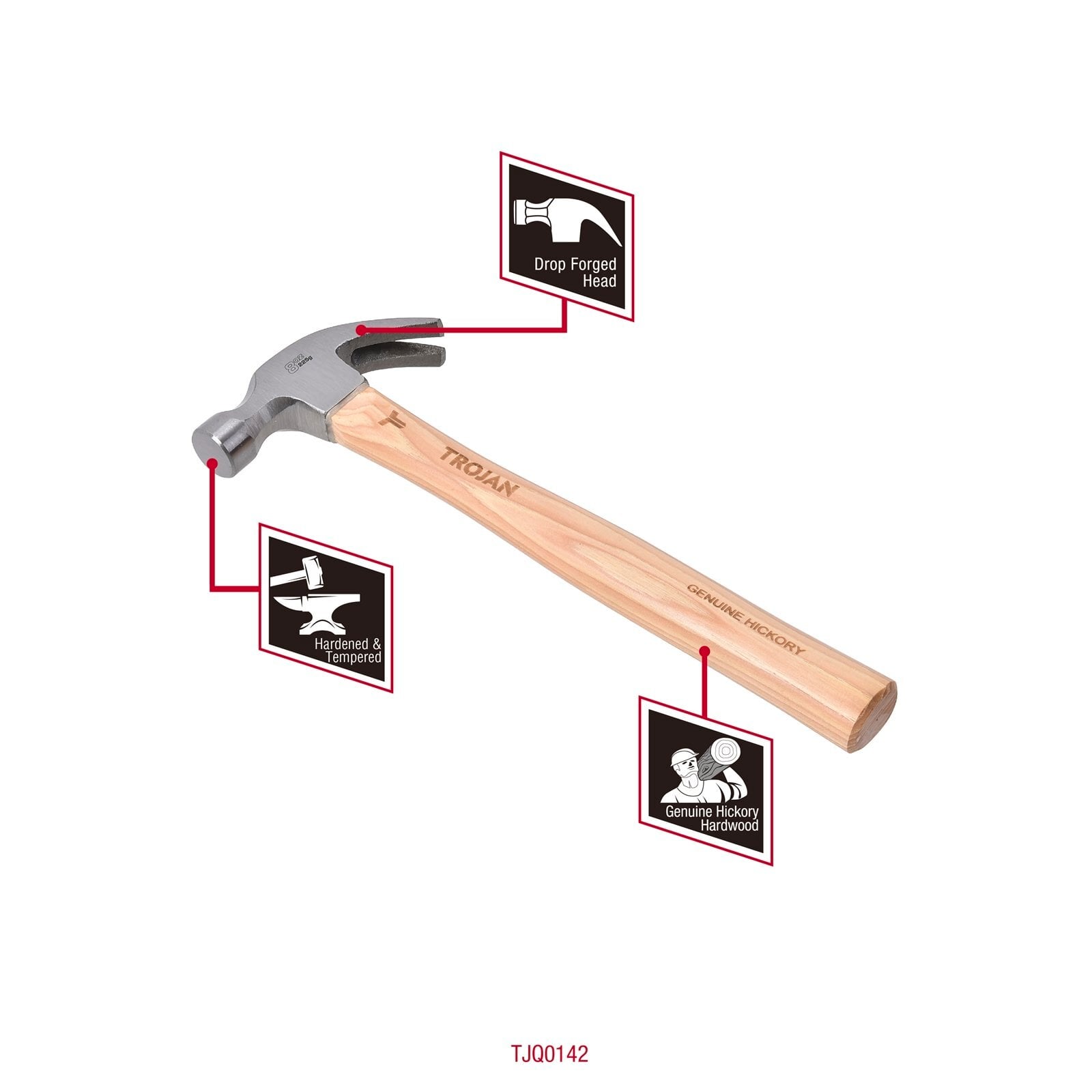 Trojan 8oz 225g Timber Claw Hammer - Image 2 of 5