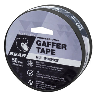 Bear 50mm x 10m Black Multipurpose Gaffer Tape - Black 10m