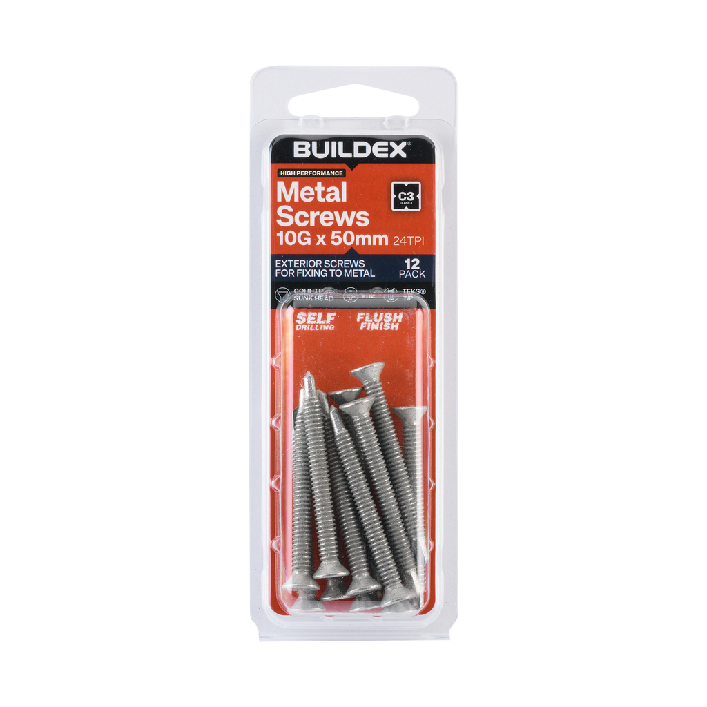 Buildex 10G x 50mm Class 3 Sheet Metal Screws - 12 Pack - Image 1 of 5