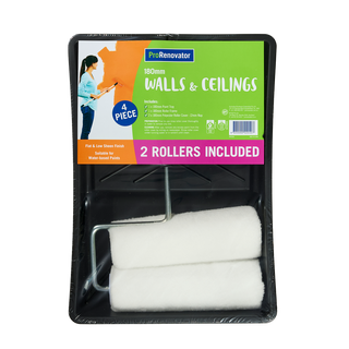 ProRenovator 180mm 4 Piece 2 Rollers Walls And Ceilings Roller Kit