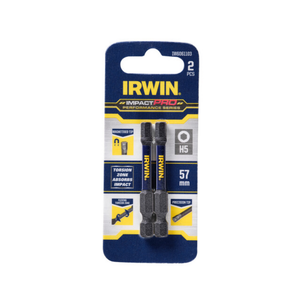 Irwin Impact Pro Performance 57mm Hex 5 - 2 Pack - Image 1 of 2