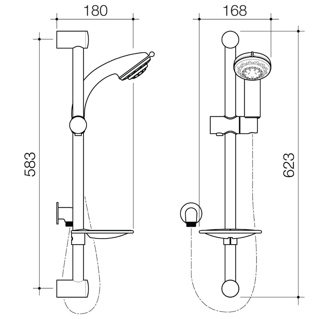 Flexipsray  Chrome Bermuda Classic 5 Function Rail Shower - Image 3 of 3