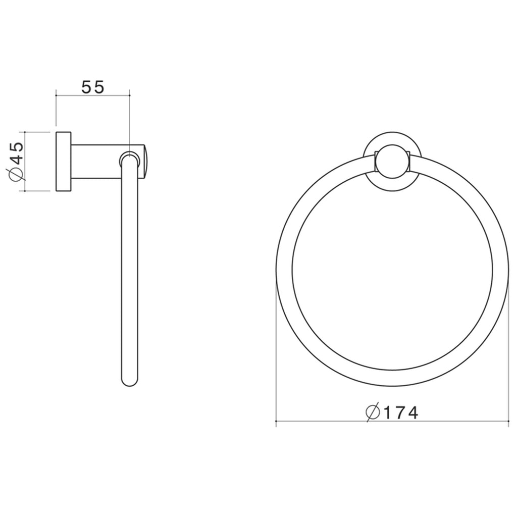 Caroma Matte Black Cosmo Towel Ring - Black - Image 2 of 3