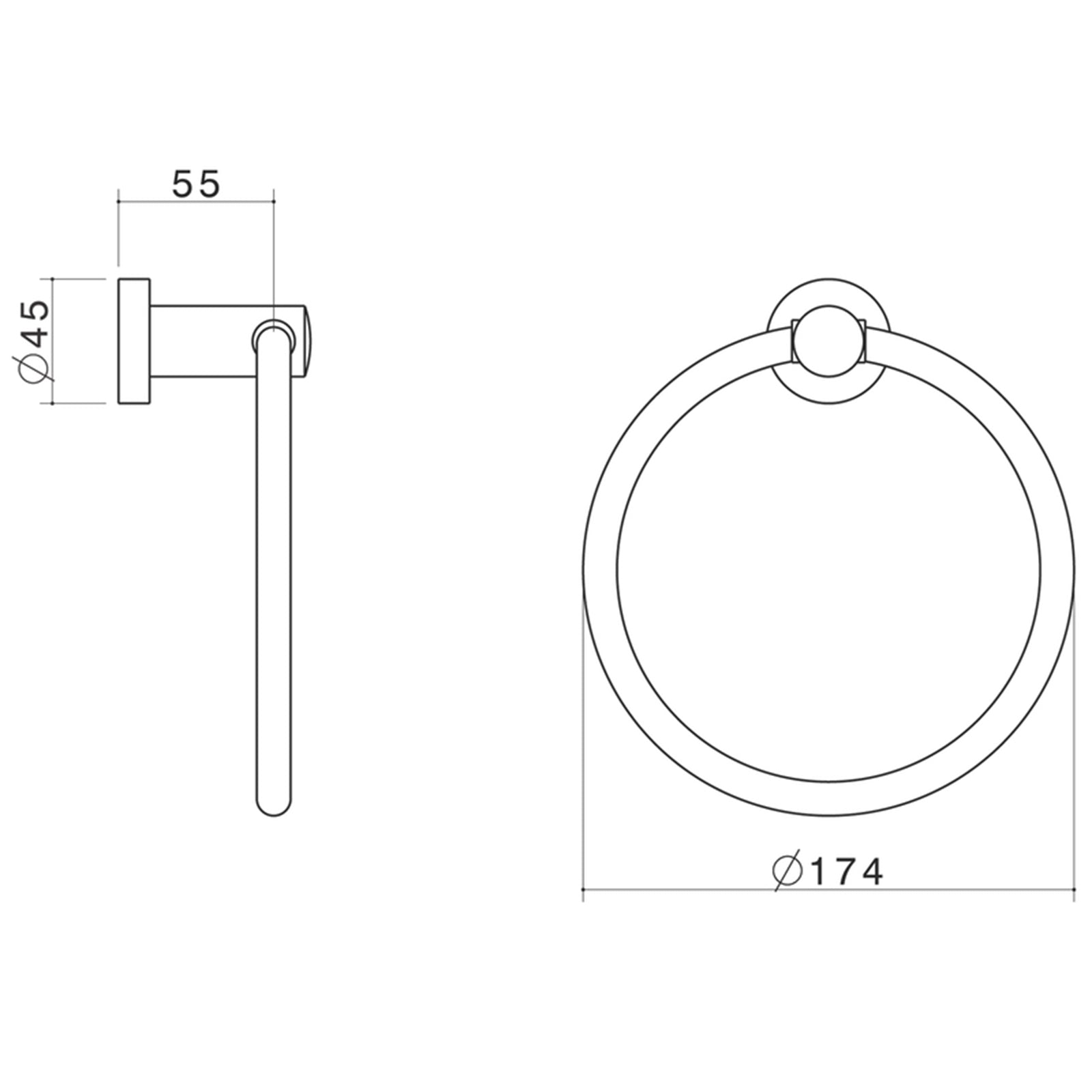 Caroma Matte Black Cosmo Towel Ring - Black - Image 2 of 3