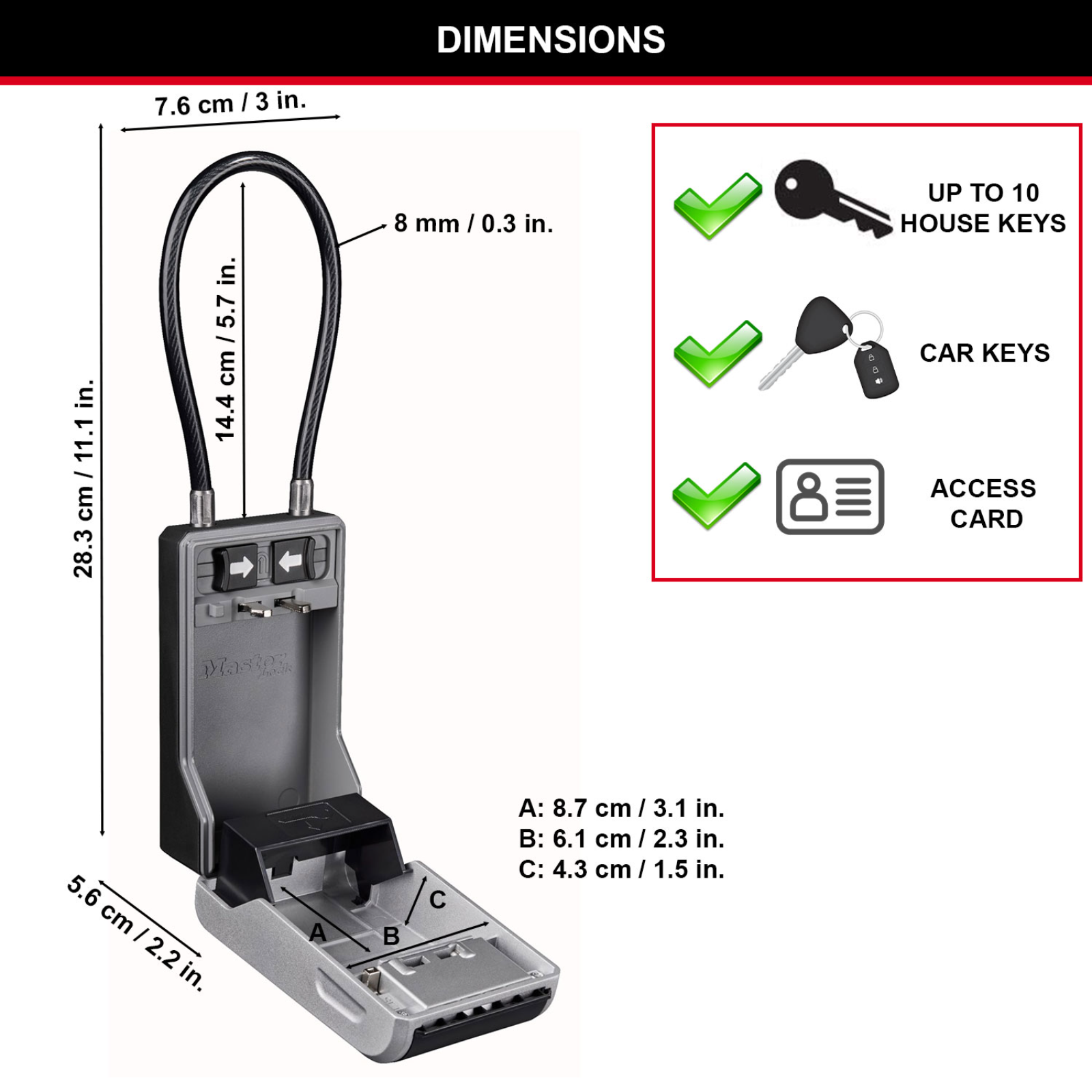 Master Lock Cable Next Gen Key Safe - Image 12 of 16