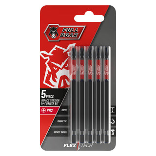 Full Boar PH2 x 89mm Impact Torsion Bit FBPH2-895 - 5 Pack