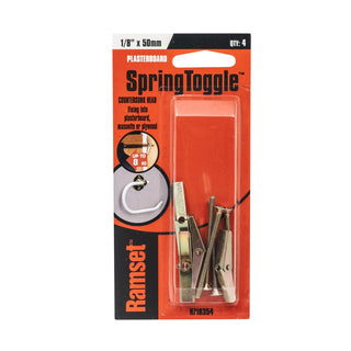 Ramset 1 / 8" x 50mm Countersunk Head Toggle Spring - 4 Pack
