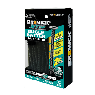 Bremick XTP 14g x 100mm Black T40 Technoguard Bugle Batten - 25 Pack