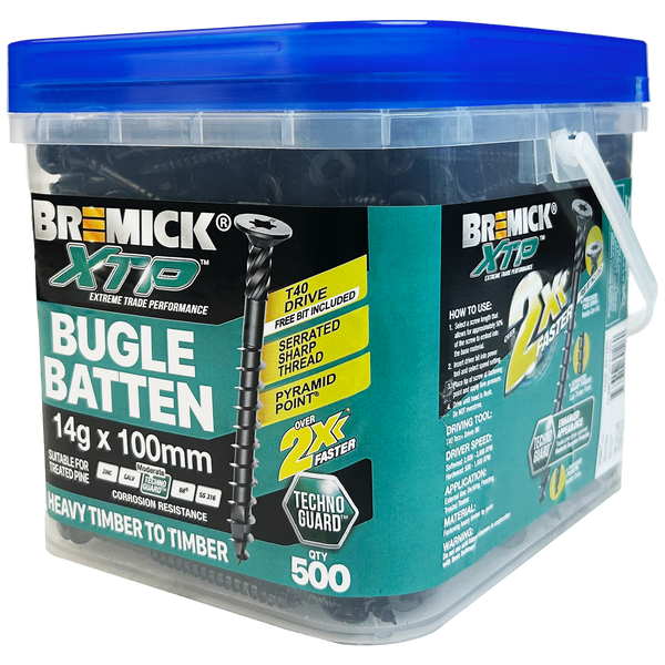 Bremick XTP 14g x 100mm T40 Technoguard Bugle Batten - 500 Pack
