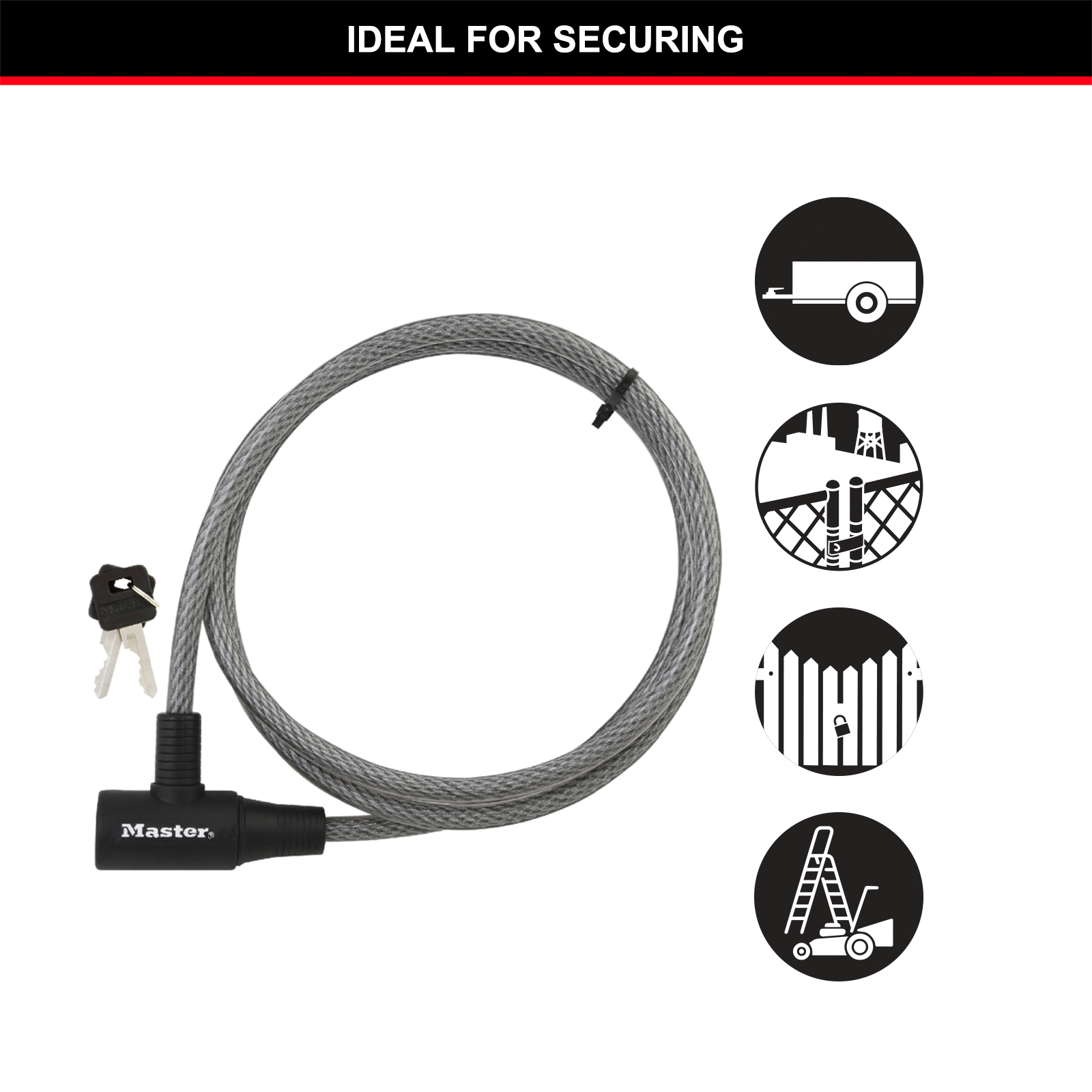 Master Lock 10mm x 1.8m Keyed Cable Lock - Image 5 of 16