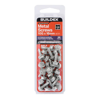 Buildex 10G x 16mm Class 4 Metal TEKS Screws - 25 Pack