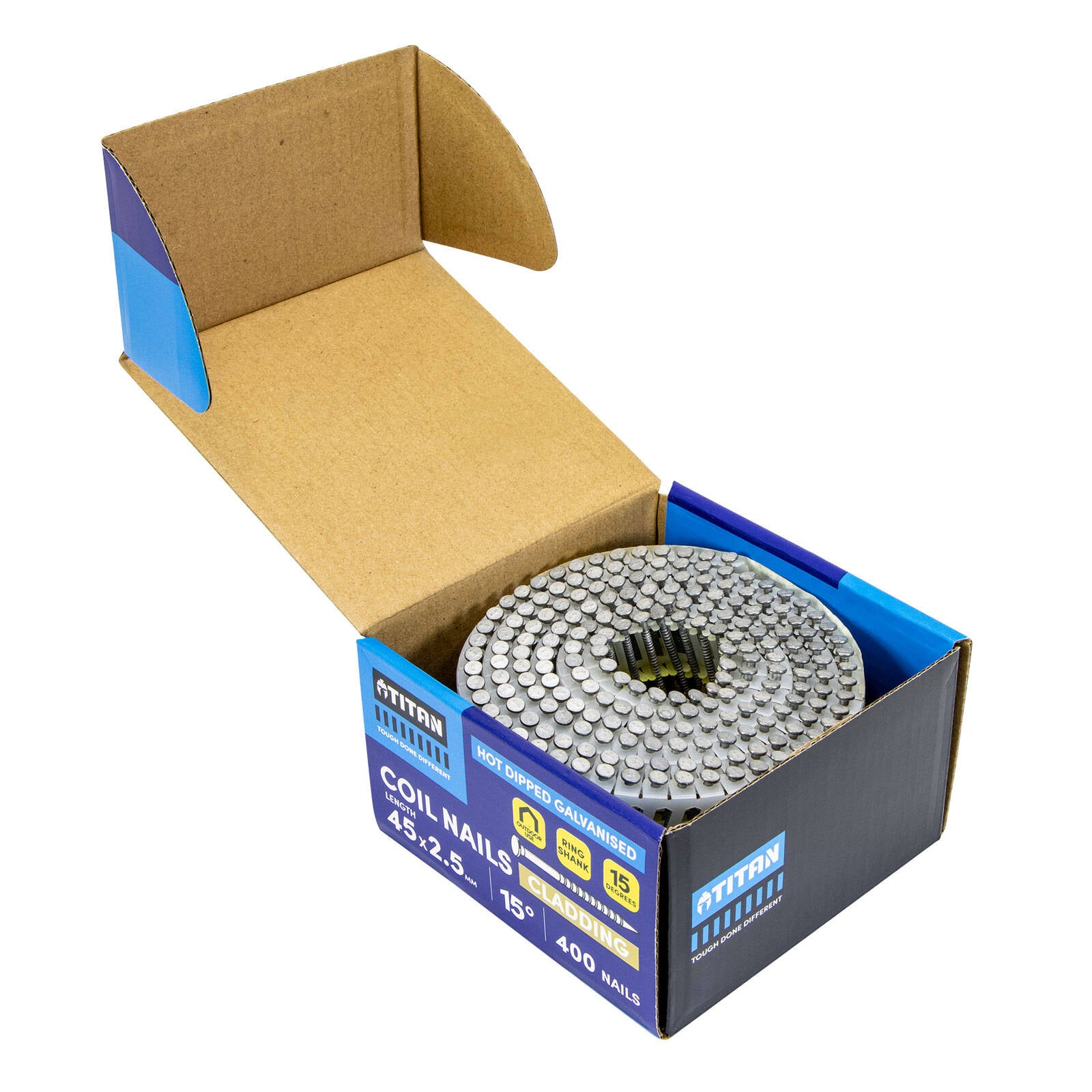 Titan 45 x 2.5mm Hot Dipped Galvanised Collated Coil Nail Ring - 400 Pack - Image 4 of 10