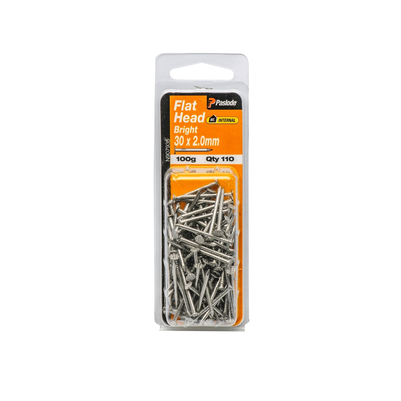 Paslode 30 x 2.0mm 100g Bright Steel Flat Head Nails - 110 Pack - Image 1 of 1