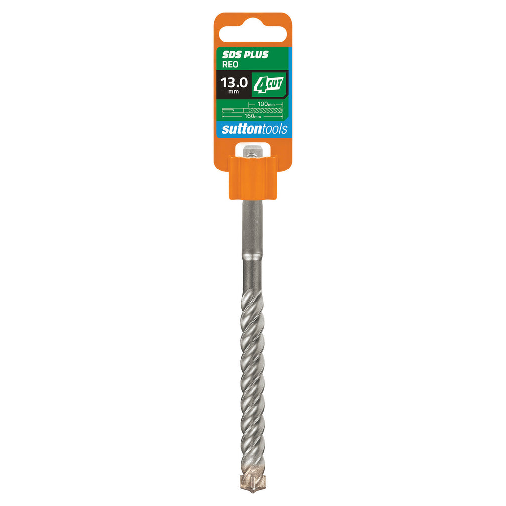 Sutton Tools 13 x 160mm 4 Cut SDS Plus Masonry Drill Bit - Image 1 of 3