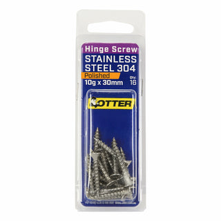 Otter 10 x 30mm Polished Stainless Steel 304 Hinge Screws - 16 Pack