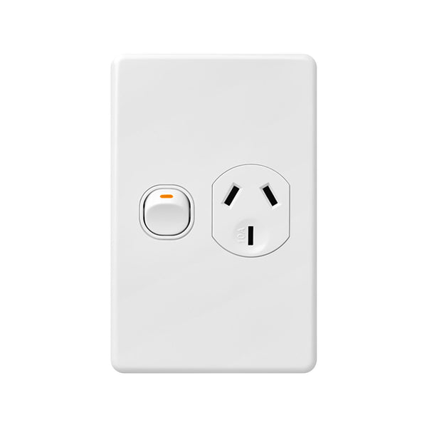 DETA X6 White Single Vertical Power Point - 1 Gang