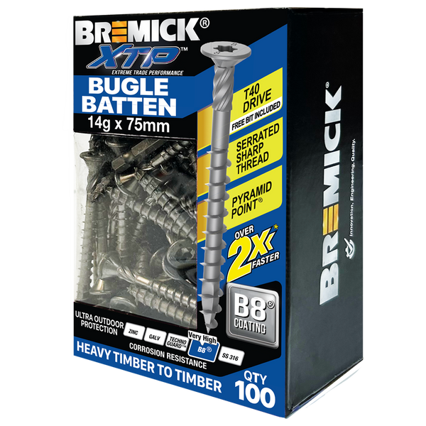 Bremick XTP 14g x 75mm T40 B8 Bugle Batten - 100 Pack