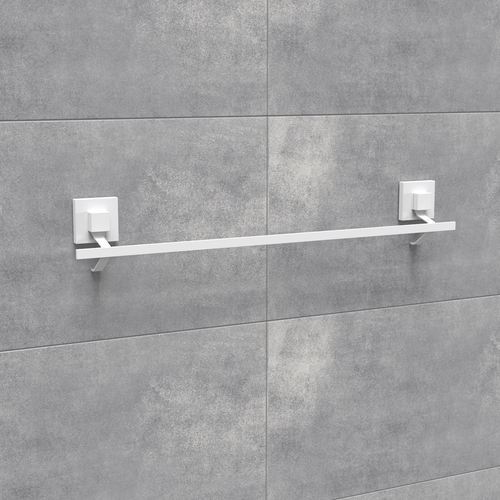 Fusion-Loc 60cm Matte White Style Suction Single Towel Rail - Image 2 of 2