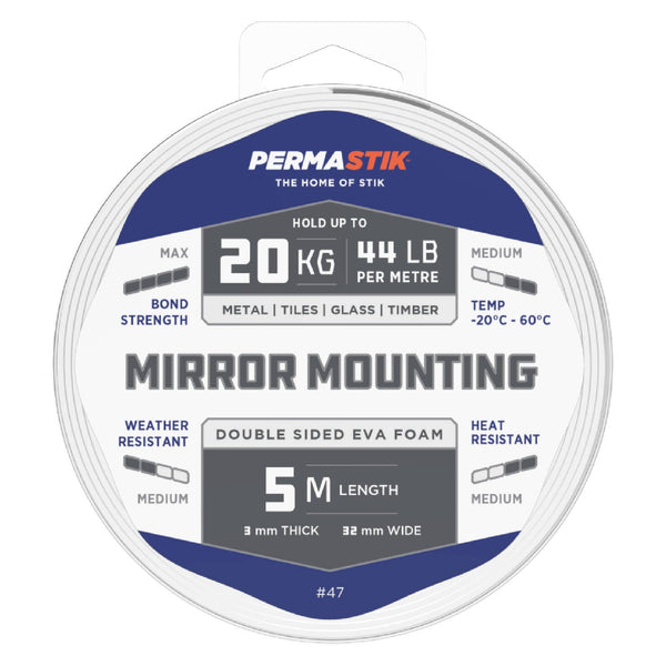 Permastik 32mm x 5m Mirror Mounting Tape