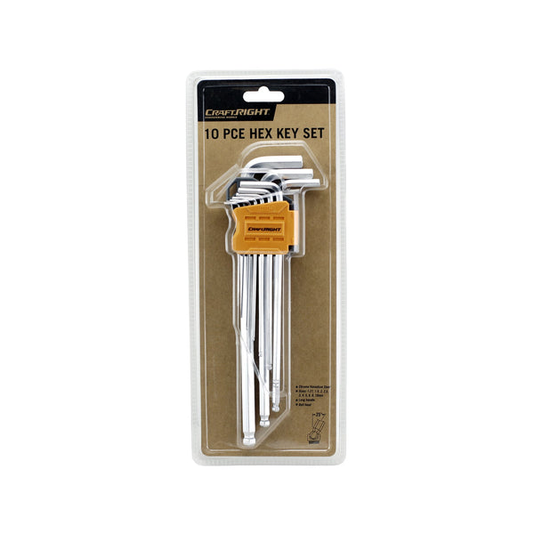Craftright 10 Piece Extra Long Hex Key Set