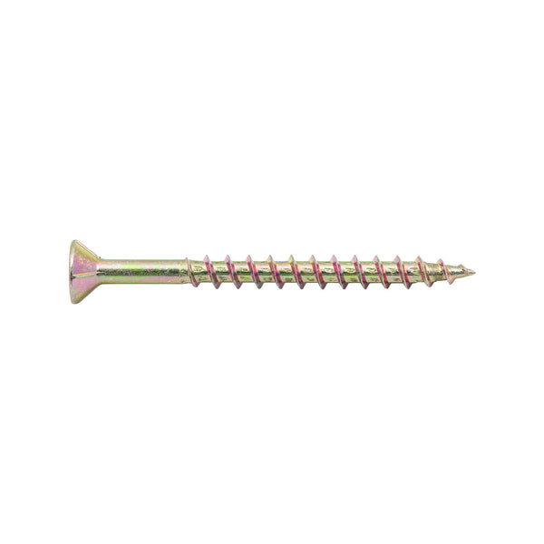 Zenith 8G x 50mm Gold Passivated Countersunk Rib Head Chipboard Screws - 50 Pack
