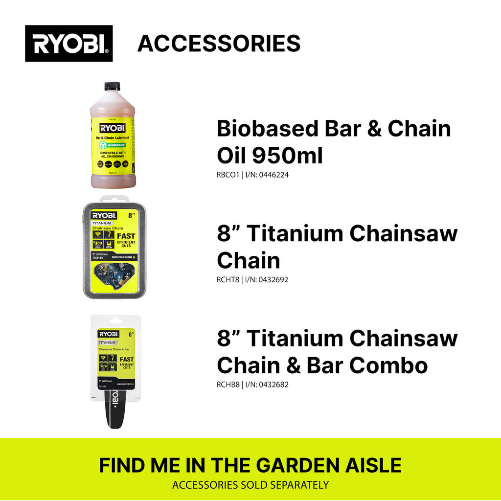 RYOBI 18V ONE+ 8" (203mm) Pruning Chainsaw 2Ah Kit R18CHS22 - Image 8 of 8