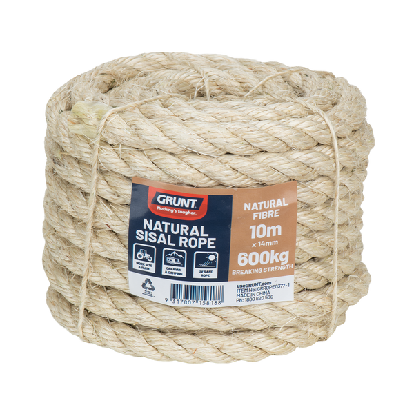 GRUNT 14mm x 10m Natural Sisal Rope