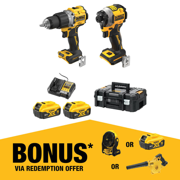 DeWALT 18V XR 2 Piece 5.0Ah Compact Combo Kit DCZ2050P2T-XE