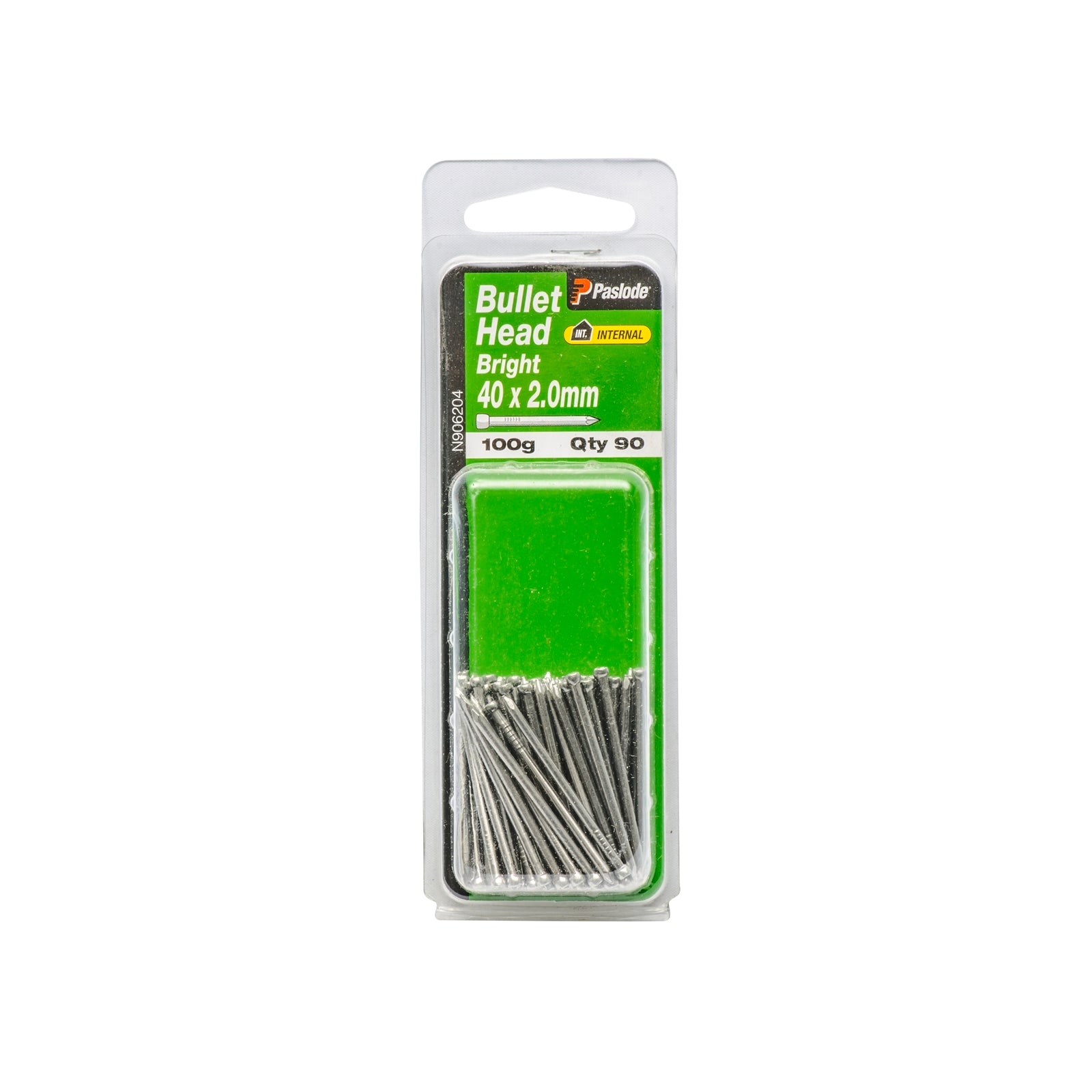 Paslode 40 x 2.0mm 100g Bright Steel Bullet Head Nails - 90 Pack - Image 1 of 1